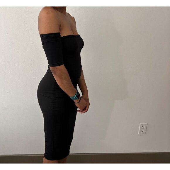 Blanc Dress Large Midi Off The Shoulder BodyCon Quiet Luxury Romantic Old Money - Picture 2 of 12